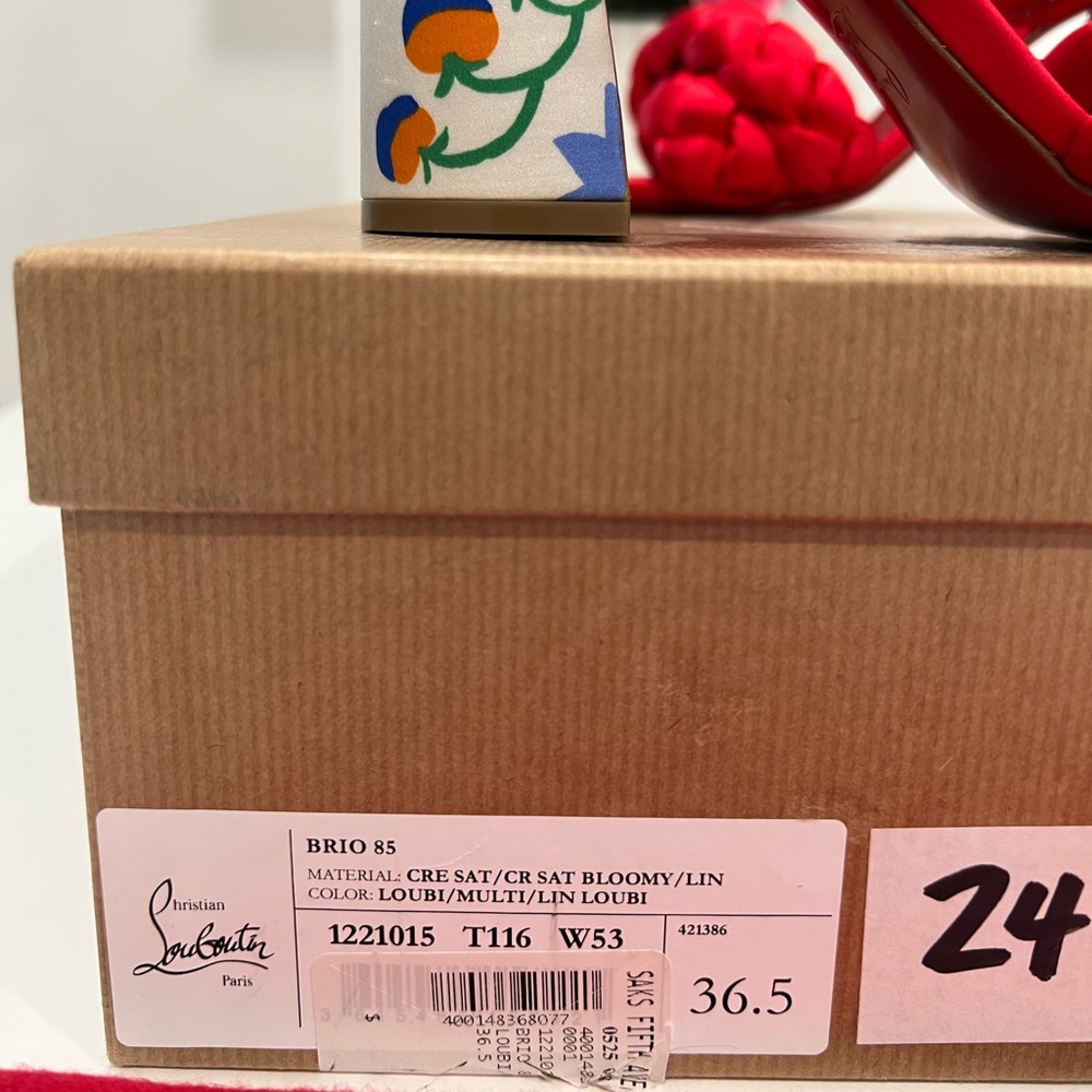 Christian Louboutin Brio 85mm floral heel satin sandals - Picture 6 of 10